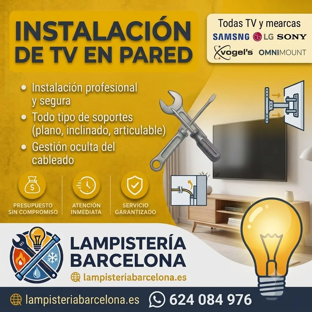 Instalación de TV en pared - Lampistería Barcelona