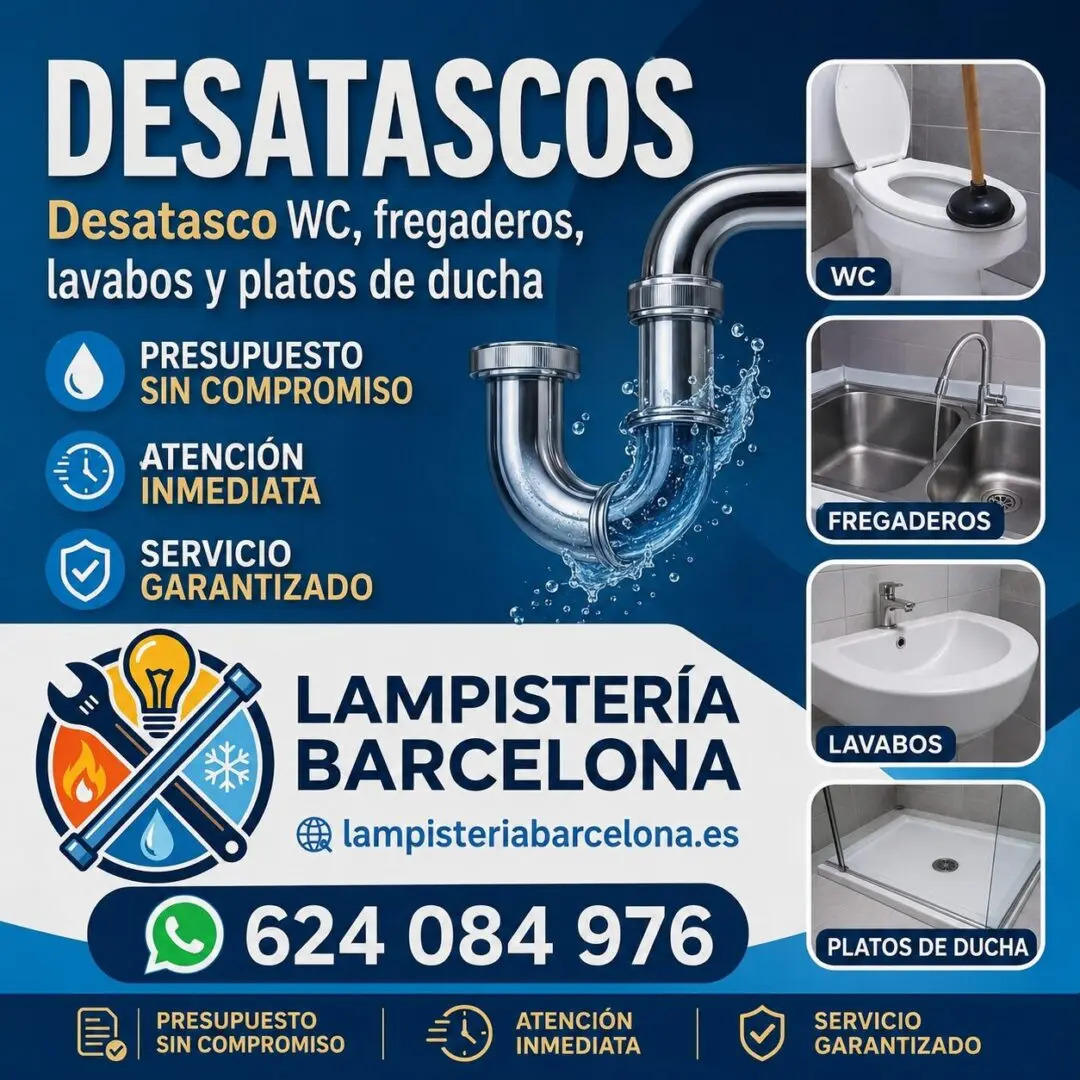 Desatascos de WC, fregaderos y lavabos - Lampistería Barcelona
