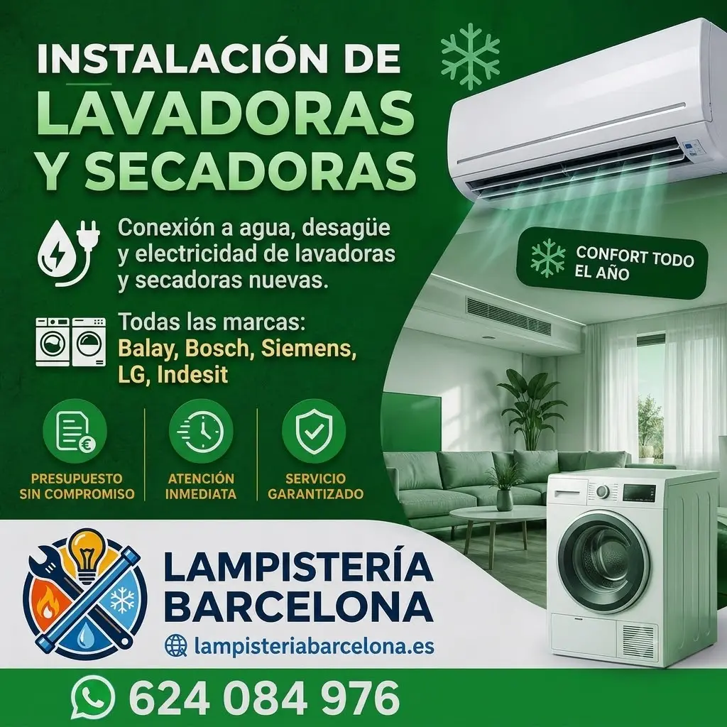 Instalación de lavadoras y secadoras - Lampistería Barcelona