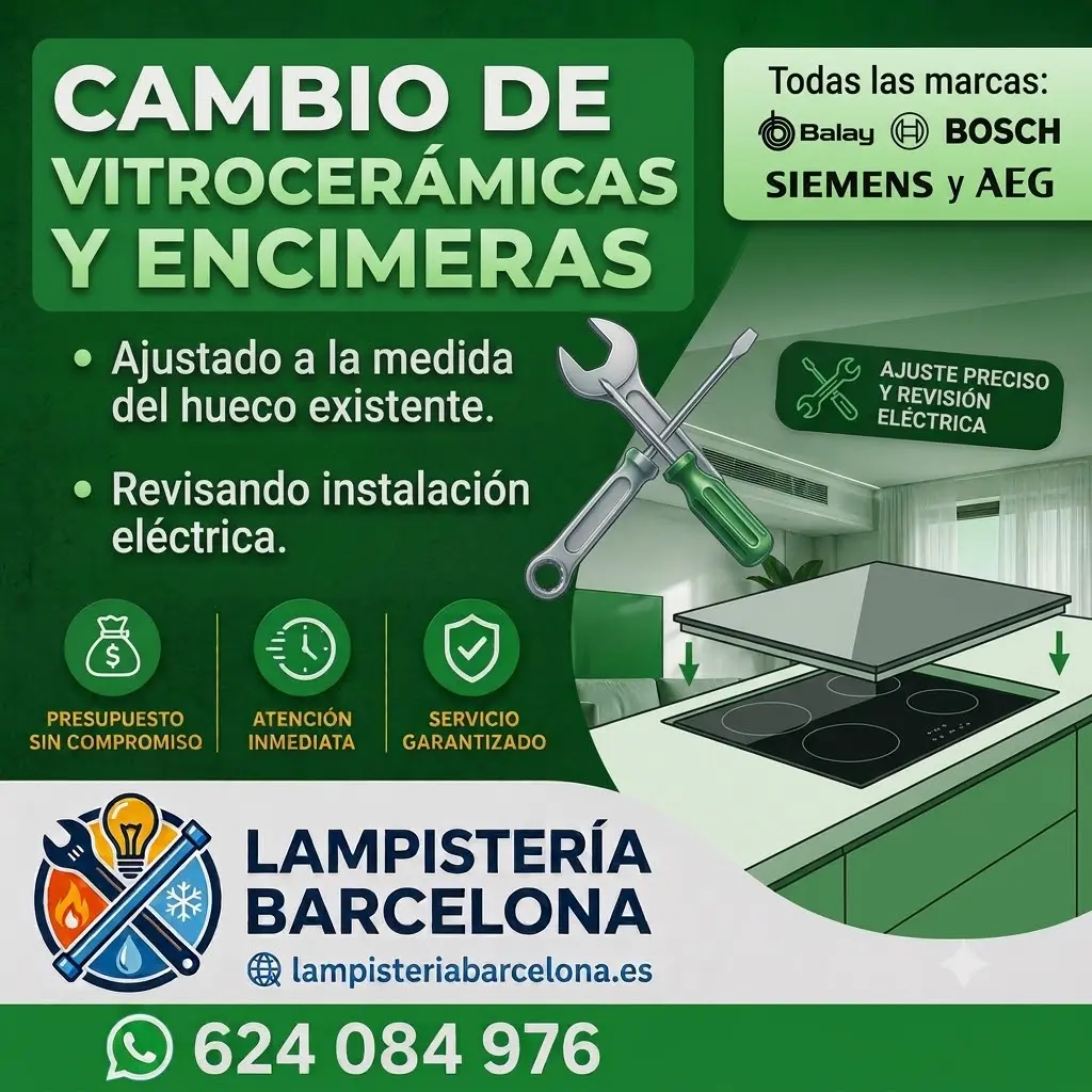 Cambio de vitrocerámicas y encimeras - Lampistería Barcelona