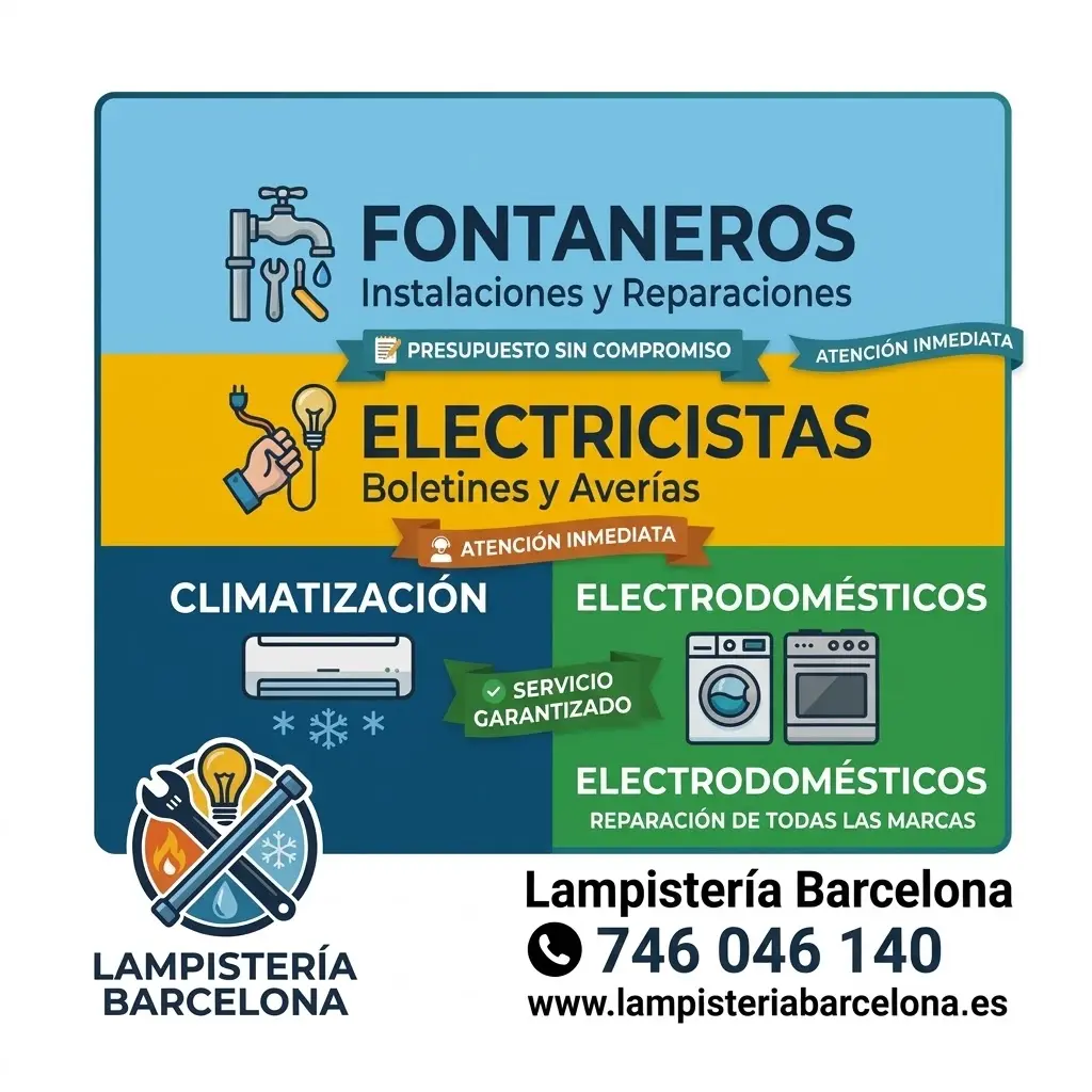 Lampistería Barcelona: fontanería, electricidad, climatización y electrodomésticos
