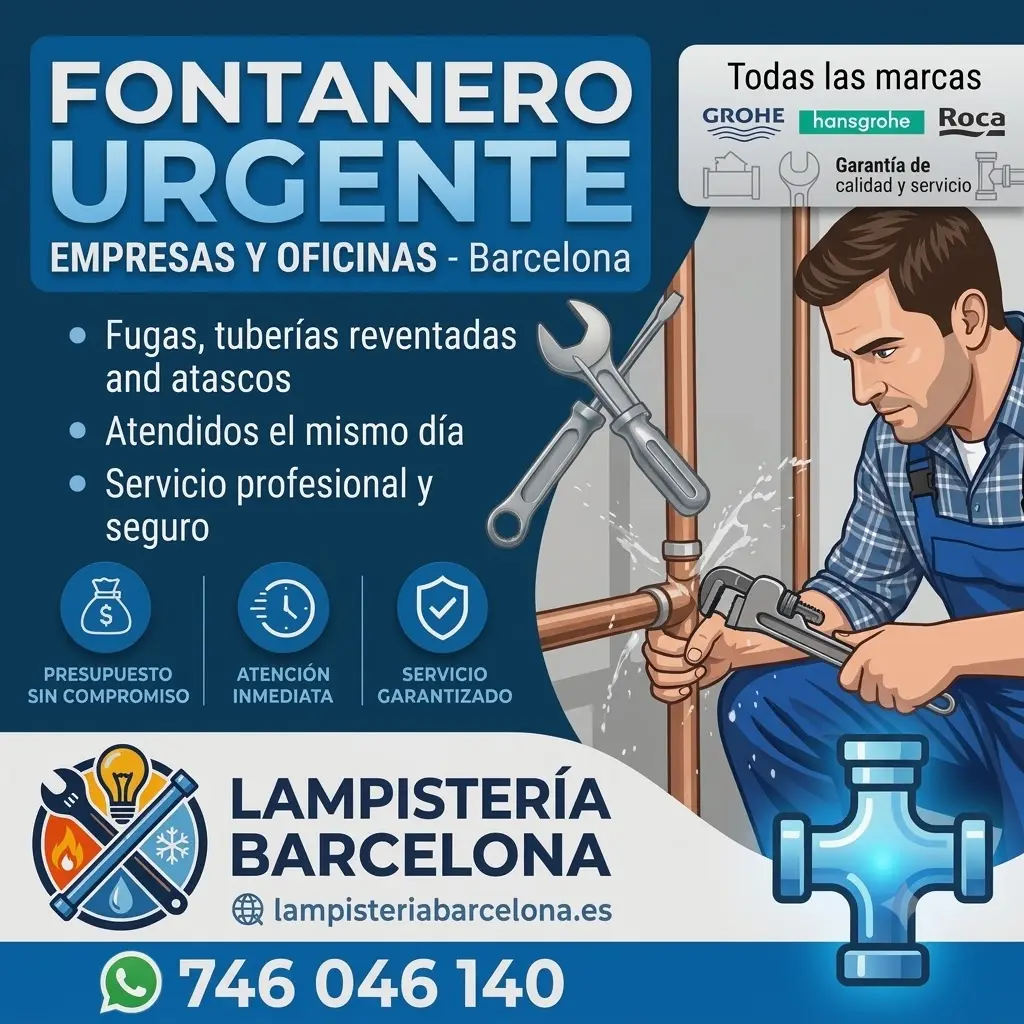 Fontanero urgente reparando una fuga de agua en Barcelona