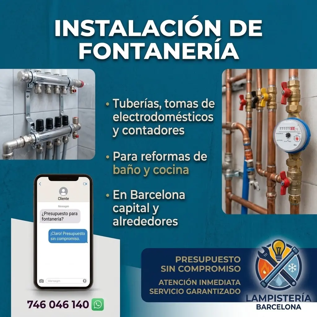 Instalación de fontanería nueva en una reforma de baño en Barcelona