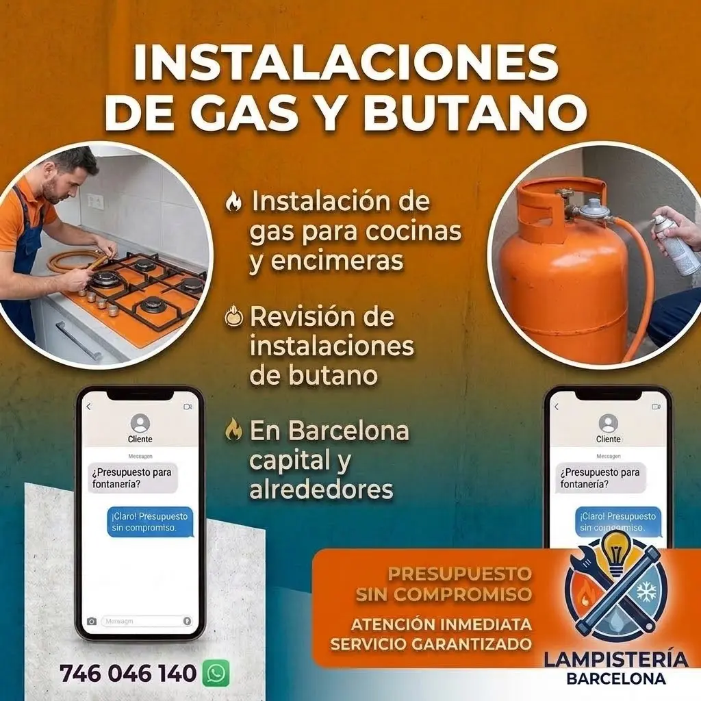 Instalación de gas butano por fontanero en Barcelona