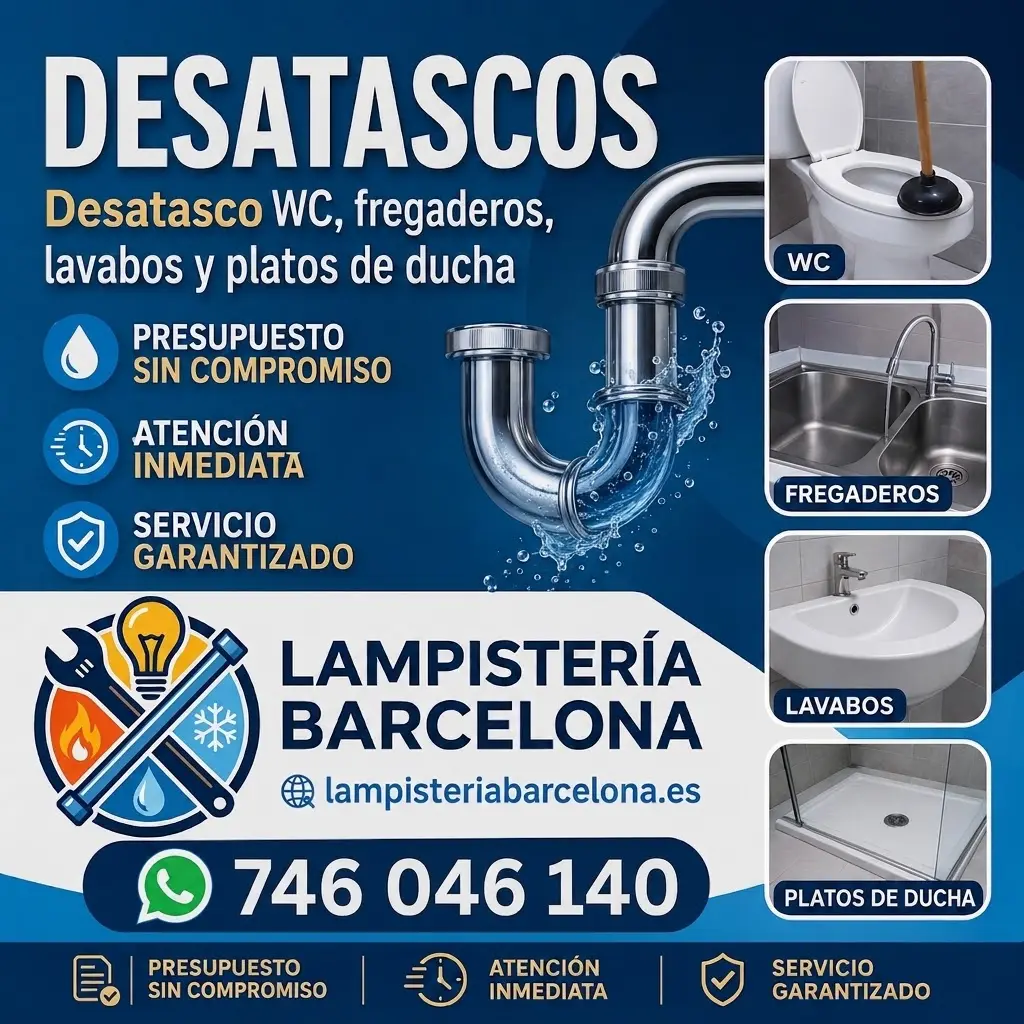 Desatasco de fregadero y tuberías por fontanero en Barcelona