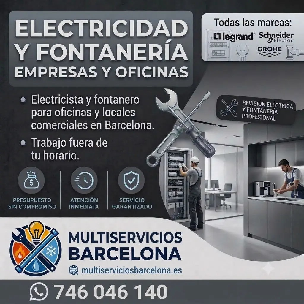 Electricista y fontanero para empresas y oficinas en Barcelona