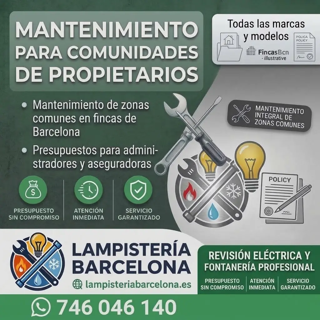 Electricista y fontanero para comunidades de propietarios en Barcelona